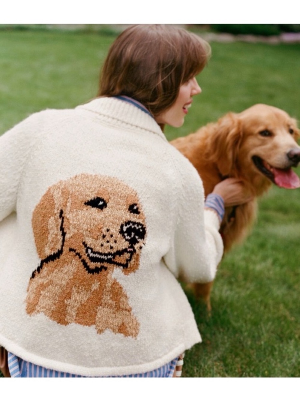 Anthropologie Pilcro The Jesse Dog Icon Intarsia Cardigan Sweater NWOT - Picture 4 of 11